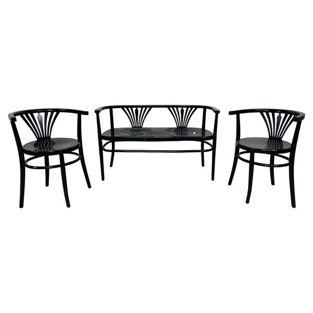 Black Secession Seating Group attributed to Fischel, 1890s, Set of 3 For Sale - Image 13 of 13