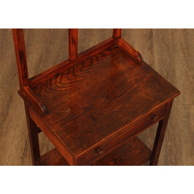 Antique Arts & Crafts Oak Shaving Stand For Sale In Philadelphia - Image 6 of 12