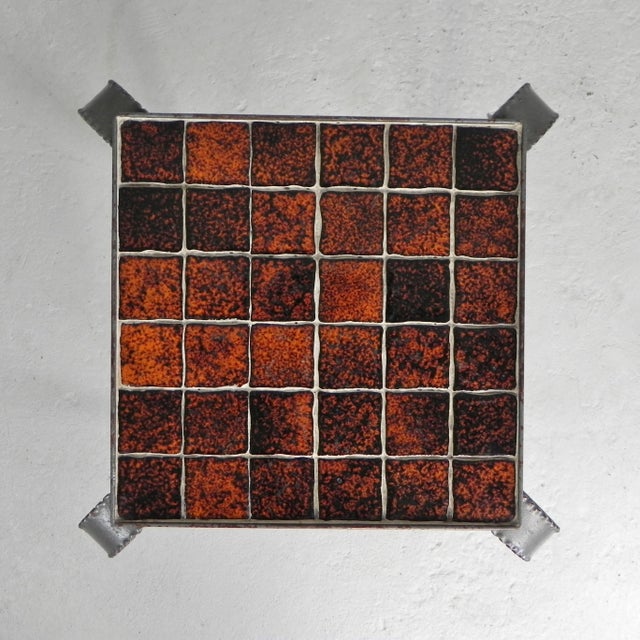Metal Brutalist Coffee Table with 36 Tiles, 1950s For Sale - Image 7 of 17