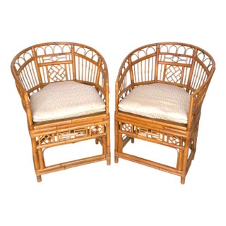 Pair of Brighton Pavilion Revival Bamboo, Rattan and Caned Armchairs, Circa 1970 For Sale
