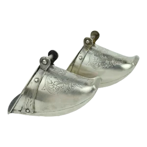 Antique Spanish Colonial Period Silver Plated Stirrups With Hand-Engraved Motifs Wall Decor - a Pair