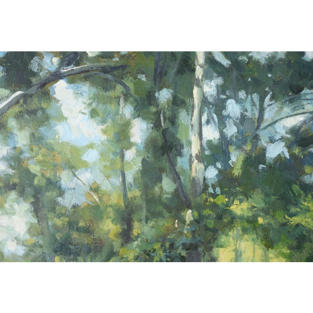 Sidewalk Along the Park - Landscape in Oil on Canvas by Gholam Yunessi For Sale In Monterey, CA - Image 6 of 6