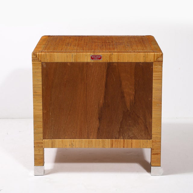 Mid-Century Modern Rattan & Bamboo Wrapped Nightstands Signed Bielecky Brothers For Sale - Image 9 of 18