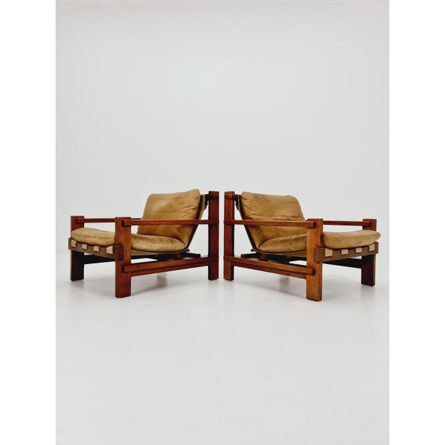 Mid-Century Lounge Chairs and Coffee Table in Leather and Wood by Carl Straub, Germany, 1960s, Set of 3 For Sale - Image 12 of 18