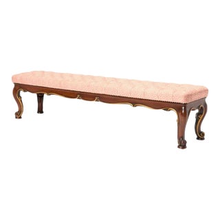 Regency Style Tufted Upholstered Parcel Gilt Mahogany Bench For Sale