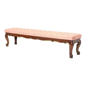 Regency Style Tufted Upholstered Parcel Gilt Mahogany Bench