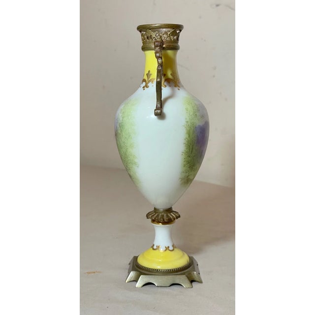 Metal Antique Ornate Hand Painted Porcelain Gilt Bronze Miniature Sevres Vase Urn 2 For Sale - Image 7 of 9