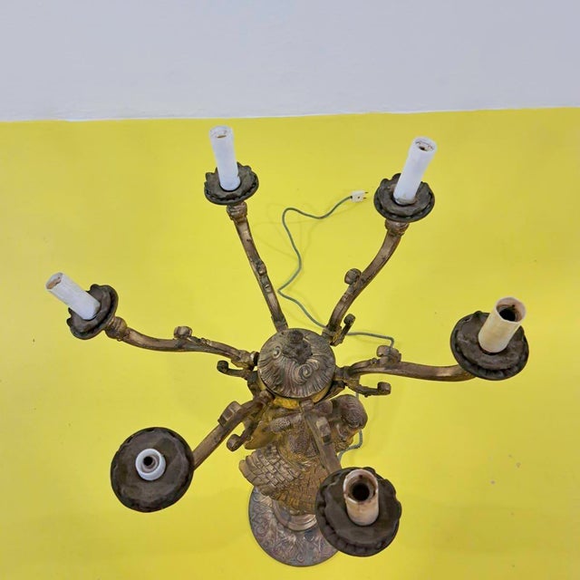 Golden Candleholder with Figure For Sale - Image 9 of 13