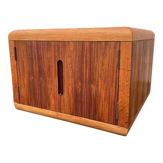 Vintage 1970s Dunbar Rosewood Rolling Accent Table Cabinet For Sale