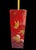 Tony Duquette Rare Vintage Chinoiserie Red Lacquered Pedestal Bird Floor Lamp With Huge Linen Shade For Sale - Image 4 of 12