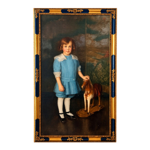 Adele Herter “Portrait of Child With Pull Toy Horse” – Oil on Canvas, Circa 1900