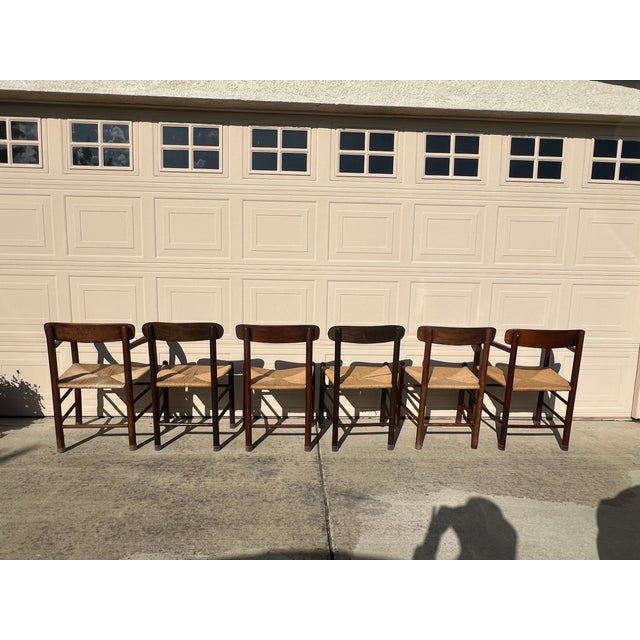 Auburn Vintage Rustic Wood Rattan Dining Chairs Set of 6 For Sale - Image 8 of 13