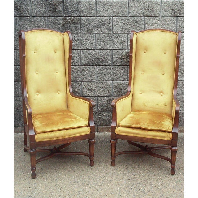 Tall Wing Back Tufted Yellow ChairsA Pair Chairish