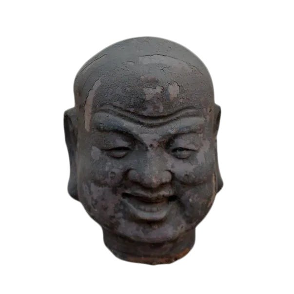 Late 19th Century Smiling Luohan Clay Sculpture For Sale