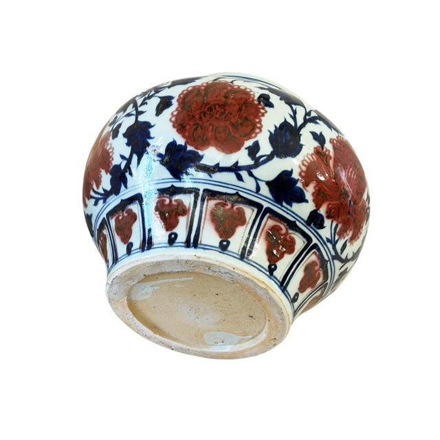 Vintage Ming Style Chinoiserie Blue and White Vase/Cachepot 11" H For Sale - Image 9 of 10