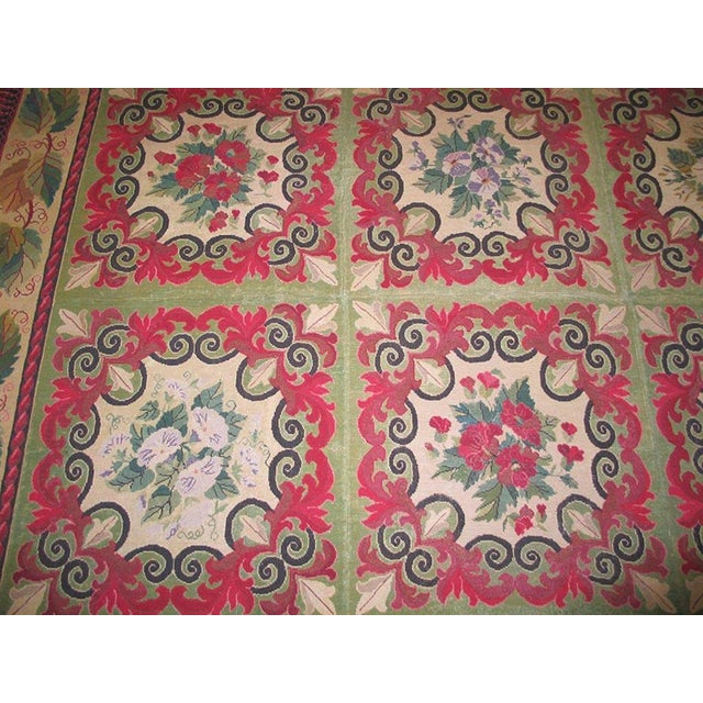 19th Century French Needlepoint Carpet ( 11'10" x 14' - 361 x 427 ) Needlepoint Reproduction needlework carpet. The...