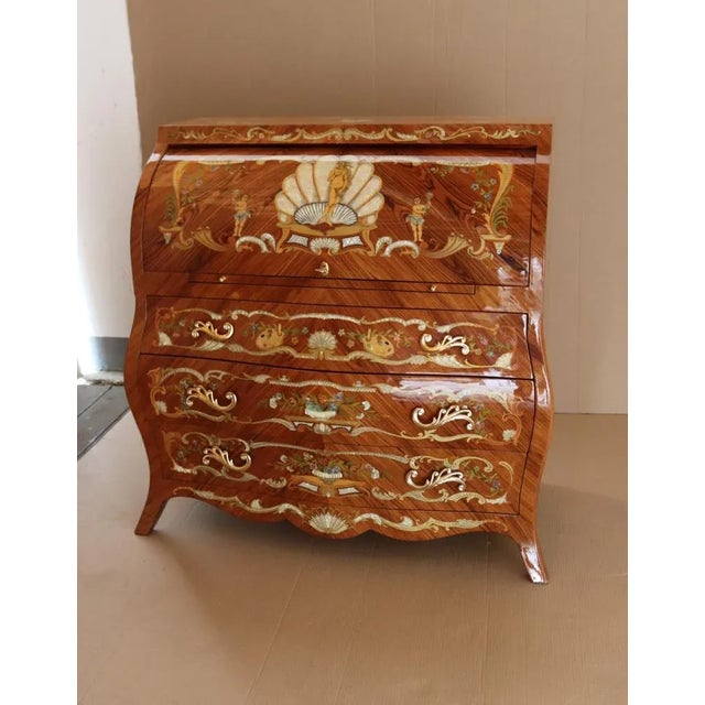 Finely Inlaid Trumeau Secretaire in Rococo Style, 1990s For Sale - Image 11 of 11