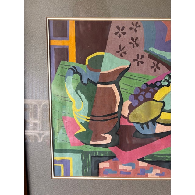 1950s Cubist Modernist Still Life Painting - Framed Geometric Fruit Composition For Sale - Image 4 of 6