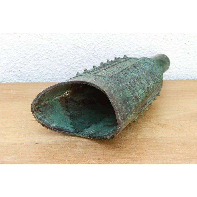 Metal Imperial Antique Verdigris Bronze Bo Bell For Sale - Image 7 of 10