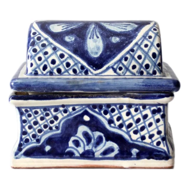 Vintage Mexican Talavera Style Ceramic Box For Sale
