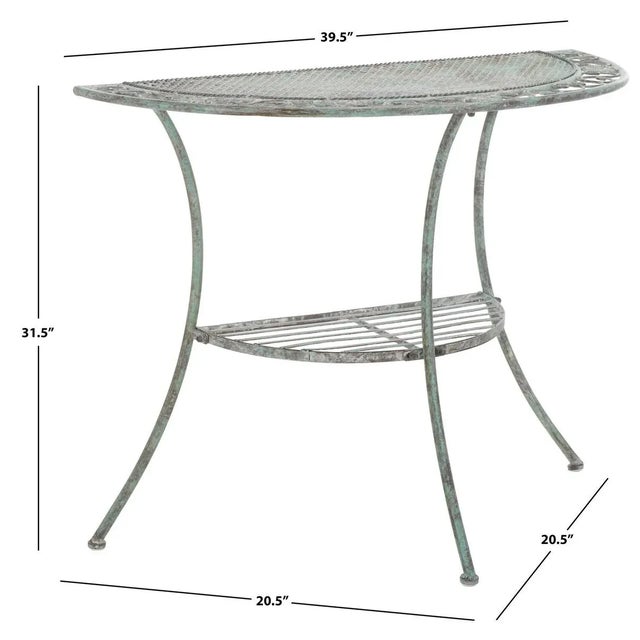 Metal Genson Halfmoon Console Table - Antique Dark Green For Sale - Image 7 of 12