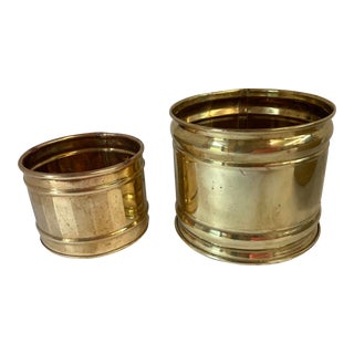 Vintage Brass Planters - Set of 2 For Sale