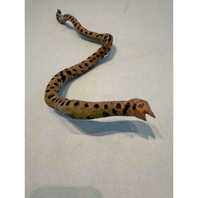 Wood Set of Folk Art Carved and Painted Snakes For Sale - Image 7 of 10
