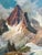 An oil on canvas mountain painting titled "Cimon della Pala" by Ralph Q. Koid — a dramatic Dolomites peak rendered in rich...