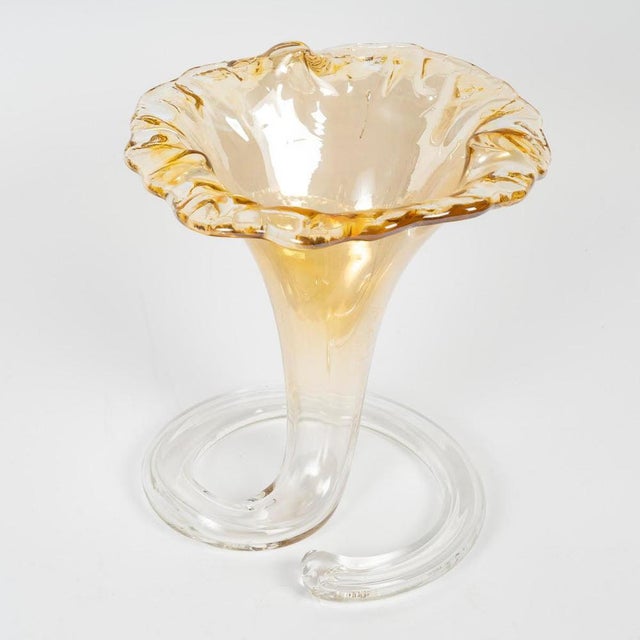 Blown and iridescent glass vase, Murano, 20th century. Blown and iridescent glass vase, Murano, Italian work, 20th...