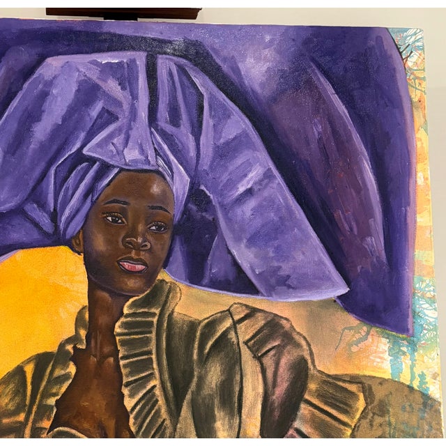 Portraiture "Ode to Style", Acrylic and Oil on Canvas Painting by Winifred Otowa For Sale - Image 3 of 3