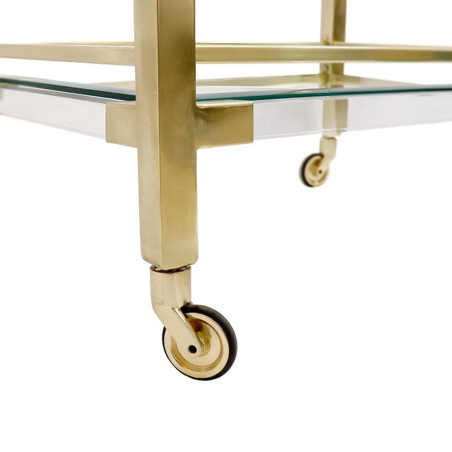 Pasargad Home Baylor 2-Shelf Lucite & Stainless Steel Serving Cart For Sale - Image 4 of 6