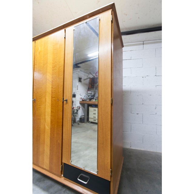 French Wardrobe with Compass Legs, Doors, Mirror and Drawer, 1960s For Sale - Image 16 of 18