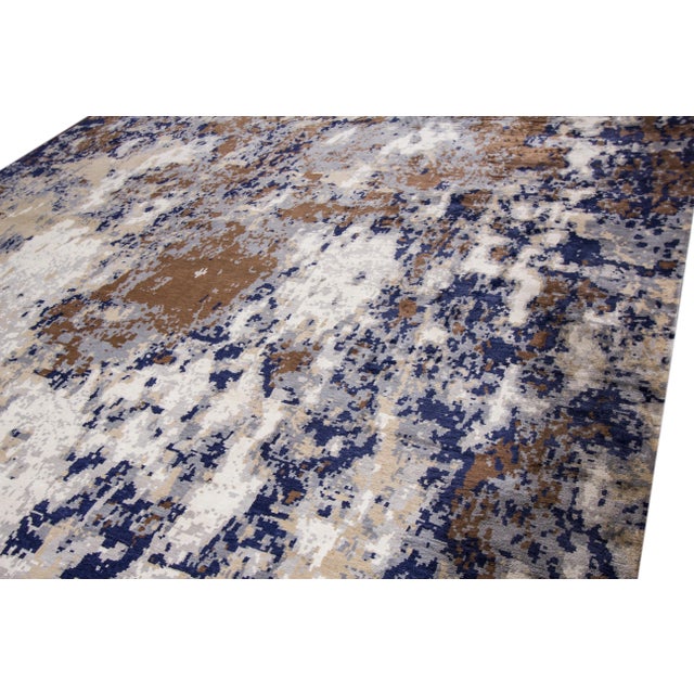 21st Century Modern Abstract Wool & Silk Rug 12 X 15 For Sale - Image 9 of 11