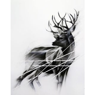 Exposed by Aaron Li-Hill | Aerosol and Acrylic Painting of a deer with antlers For Sale