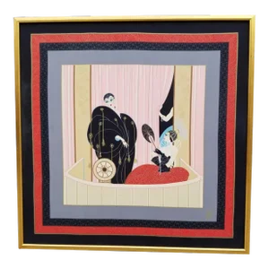 Vintage Framed L 'Opera Signed Silk Scarf by Erte