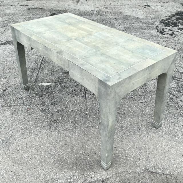 Vintage Boho Karl Springer Shagreen Wrapped Writing Desk For Sale - Image 9 of 11