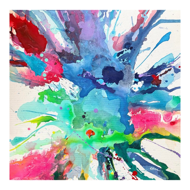 Colorful Abstract Expressionist Painting "Mind on Overdrive " Signed Arlene Carr For Sale