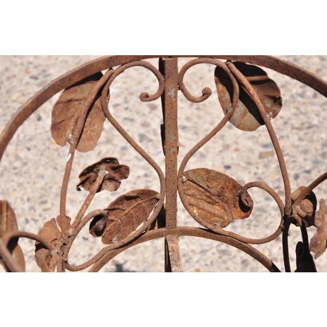Mid 20th Century Vintage French Art Nouveau Wrought Iron Leaf Vine Garden Planter Pot Plant Stand For Sale - Image 5 of 12