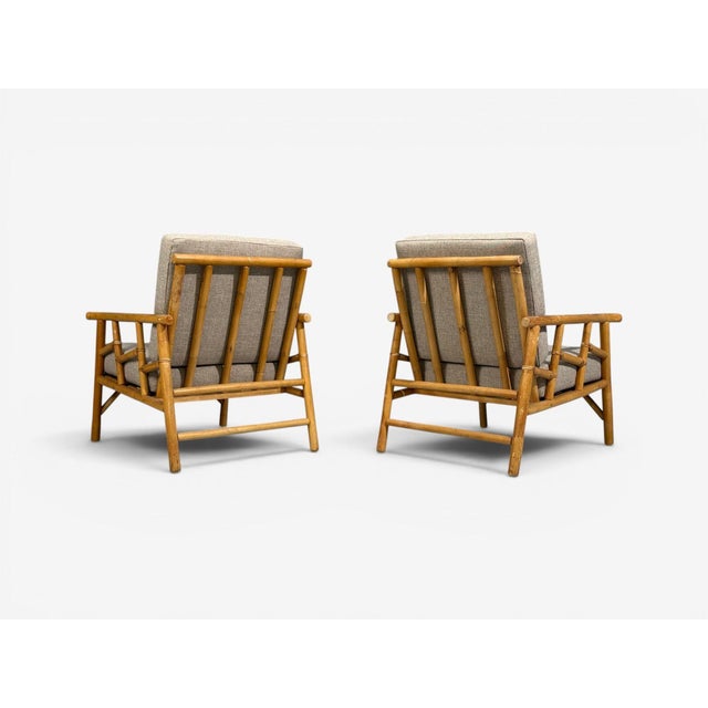 Ficks Reed, Lounge Chairs, Bamboo, Cane, Beige Tweed, Usa, 1950s For Sale - Image 10 of 15