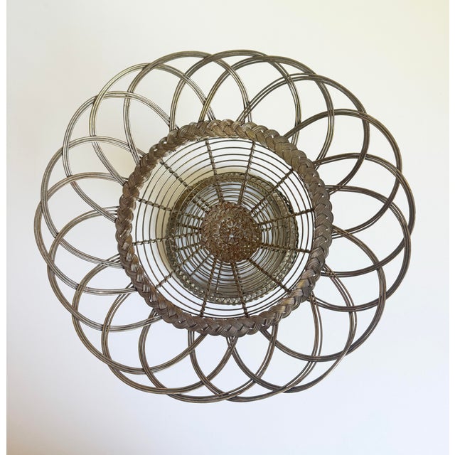 Rustic European Antique French Fil De Fer Pedestal Basket, Early 20th Century For Sale - Image 3 of 11