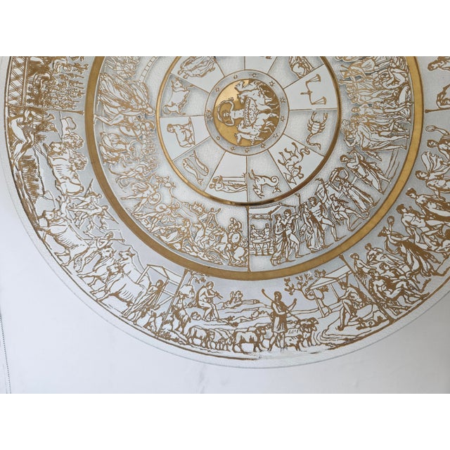 Mid-Century Modern Lee Hager, Mid Century Intricately Painted Gold and White Zodiac Plate For Sale - Image 3 of 5