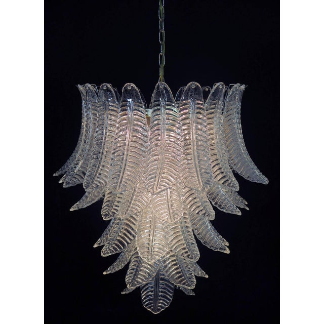 Italian Leaf Chandeliers in the Style of Barovier & Toso, Murano, Set of 2 For Sale - Image 6 of 11
