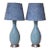 21st Century Modern Turquoise Aqua Blue Ceramic Vase Lamps on Silver Base, a Pair For Sale