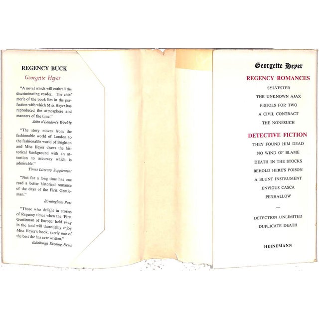Traditional "Regency Buck" Book 1965 Heyer, Georgette For Sale - Image 3 of 5