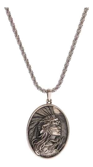 Silver Warrior Goddess Medallion Necklace