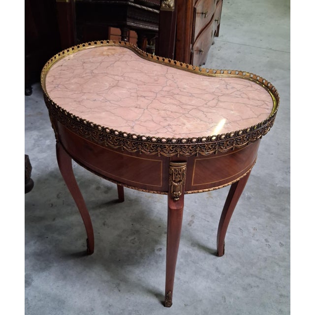 Louis XV Kidney-Shaped Desk in Marquetry and Gilt Bronze, 1920s For Sale - Image 6 of 9