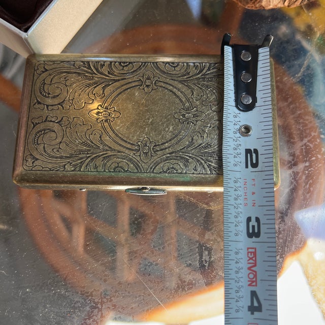 Vintage Pair of Brass Etched Cigarette Cases For Sale - Image 11 of 12