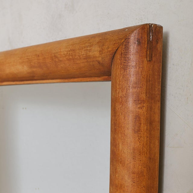 Mid-Century Modern Italian Horizontal Rectangular Wall Mirror with Chamfered Wood Frame, 1950s For Sale - Image 3 of 10