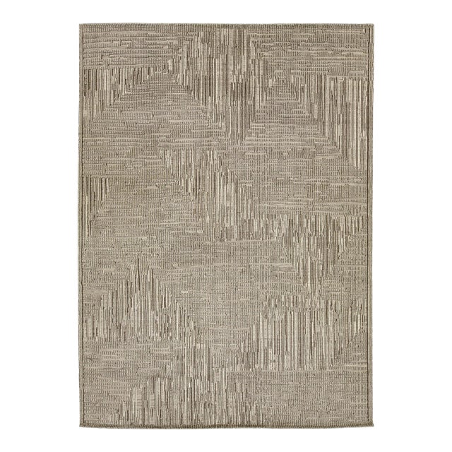 Beige Modern Moroccan Style Wool Rug With Abstract Design by Apadana For Sale