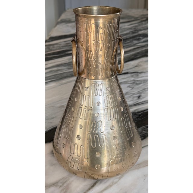 Made in India Mid-Century Modernist Solid Brass Vase, Polished For Sale - Image 11 of 13